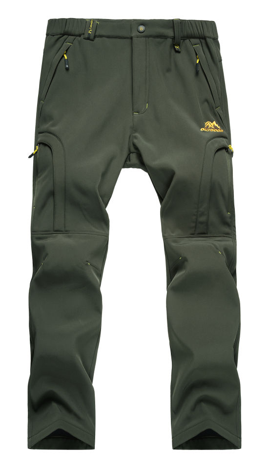 Mens Waterproof Hiking Pants Outdoor Fleece Lined Snow Ski Pants Winter Softshell Snowboard Pants