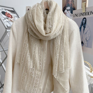 Linen Color Solid Color Lace Cotton Linen Scarf Women Winter Outerwear Shoulder Wrap Spring Fashion High End Silk Scarf Shawl