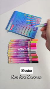 Fluorescent 12Color Nail Art Pen Quick Drying 0.5mm Fine Pen Tip for 3D Nail Art DIY Gift