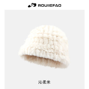 ROUIIEFAO Fur Lined Fisherman Hat Womens Autumn Winter Warm Stylish Versatile Polyester Fiber Casual Style Wide Brim Cap