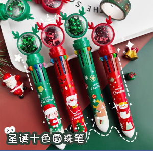 Creative Christmas Cartoon Multicolor Ballpoint Pen Student Teacher Learning Supplies Holiday Gifts Festive Stationery