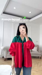 NANDO ATASAN KEMEJA WANITA KOREAN STYLE SABRINA LUCU FULL KANCING KATUN POPLIN