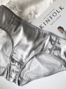 ผ้าไหม ผ้าซาติน ผู้หญิง ชุดชั้นในเอวกลางสีบริสุทธิ์ เซ็กซี่ กางเกงใน สีเงินไร้รอยต่อ ตาข่าย ตาข่ายสบายสุภาพสตรีด้านใน กางเกงชั้นในหญิง