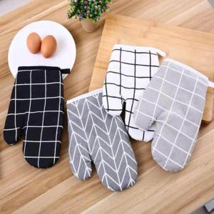 1 Pcs Cotton Oven Glove Heatproof Mitten Kitchen Cooking Microwave Oven Mitt For Kitchen Kitchen Baking Insulated Baking Tools Heat Resistant Gloves Non-Slip Glove (Grey/Black/White)