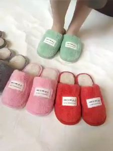 New Korean Cute cotton slippers plush couple Velveteen warm Deodorization home slippers for womens and mens thick bottom non-slip indoor slippers
