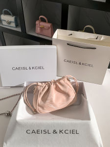 CAEISL&KCIEL New Chinese Style Pleated Bucket Bag Womens Crossbody Shoulder Bag Foldable Contrast Stitching Spring 2024