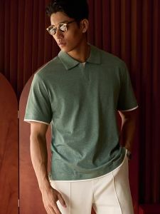 100% Cotton Polo Tshirt V-Neck Loose Casual