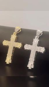 YoPo Hip Hop Diamond Exaggerated Retro Cross Pendant Men Women Jewelry