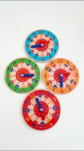 Mamibayi Mainan Jam Kayu Wooden Clock Toys Belajar Mengenal Jam Dan Waktu