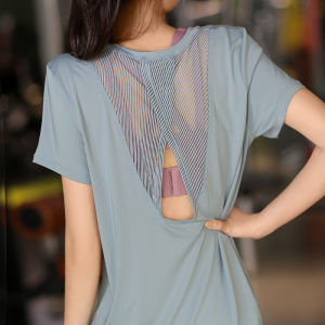 Loose Fit Quick Dry Short Sleeve Yoga Sportswear Womens Fitness Running Suit Thin Summer T-Shirt Comfortable Breathable