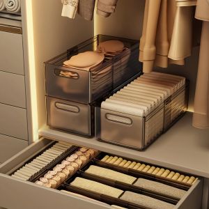Underwear Drawer Organizer Box Expandable Personal Clothing Sorting Box Wardrobe Bracket Bra Socks Storage Plastic Material