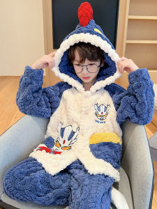Childrens Thickened Coral Fleece Pajamas Boys Ultra-Thick Halloween Costume Home Clothes Warm Autumn Winter Kids Sleepwear