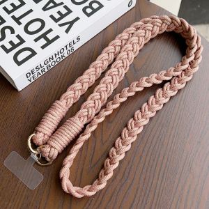 Luxury Knitted Gold Wire Lanyard Crossbody Shoulder Long Straps Keychain Key Ring Braided Rope Accessories Mobile Phone Lanyard