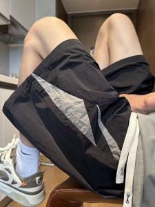 Ice Silk Quick Dry Lightweight Summer Casual Shorts Mens Fashion Brand Running Beach Five-Quarter Loose Fit Straight Leg Pants