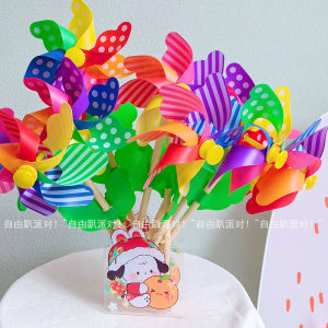 Colorful Handheld Windmill Childrens Day Gift Decoration Outdoor Activity Props Photography Props for Kindergarten Kids