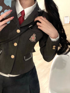 Uniform School Uniform Style Checkered Skirt Suit Jacket Christmas Disney College Fashion Set Womens Business Suit