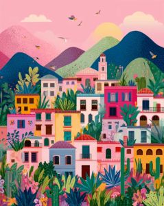 Kayou | New Arrival Number Oil Painting Colorful Houses Kit Unframed Canvas Painting By Numbers DIY Handmade Artwork Wall for HouseDecor