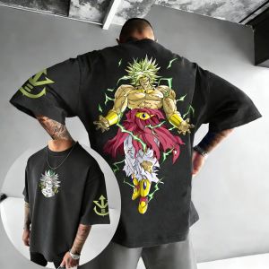 Bandai | Dragon Ball Anime Cotton T-shirt 2026 Summer New Broli Creative Printed Mens and Womens Street Hip Hop Casual Short Sleeve Top