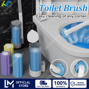 Buy 1 Get 1 Free！Disposable Toilet Brush Toilet Cleaning System Deodorizer Anti-bacterial Contactless Toilet Household Brush Bathroom Wall Mounted Long Handle 360° Revolving Replaceable Brush Head Scented Cleaner with Storage Caddy