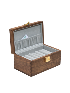 Real Wood Black Walnut Jewelry Box with Partition Storage Box Lockable for Rings Necklaces Bracelets Vintage Wooden Box