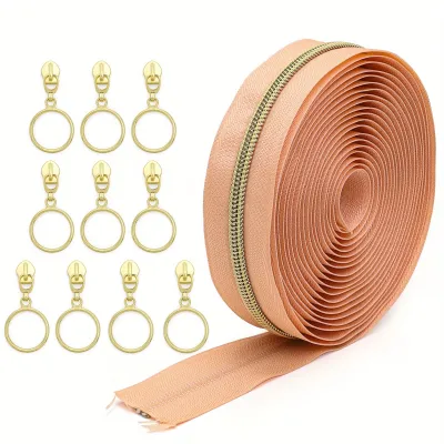 Khóa Kéo 45 Mét Với 10 Đầu Kim Loại Hợp Kim Kẽm Nhiều Màu Tự Khóa Đầu Kín Dùng Cho Túi Xách Quần Áo Và Giày Dép