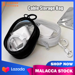 Portable Travel Data Cable Storage Box PVC Transparent Small Plush Toy Display Box Outdoor Travel Headset Storage Bag