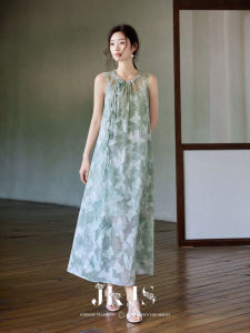 JK&JS | Summer Lace-up Sleeveless Chinese-style Chiffon Long Dress
