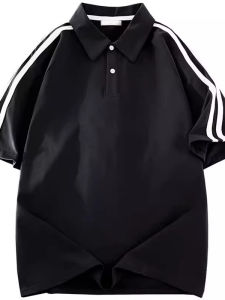 Áo Thun Polo Sọc Tay Ngắn Dáng Rộng Mùa Hè Cotton Nguyên Chất Cho Nam Áo Thun Nam Cổ Polo Sọc Tay Ngắn Thoáng Khí Thoải Mái