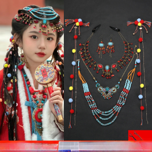 Childrens Parent-Child Matching Ancient Chinese Style Photography Accessories Unique Ethnic Travel Hair Accessory Set for Women