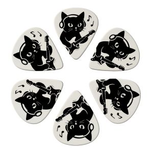 6-Piece Double-sided Colorful Printed Guitar Pick Set Durable Plectrums for Electric And Bass Guitar Accessories Gift Set