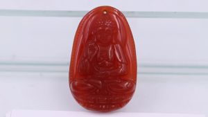 Mặt dây chuyền Phật Văn thù mã não đỏ 2.2 x 3.6cm 2.9 x 4.5cm kèm móc inox Phật bản mệnh