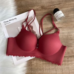 Victorias Secret Seamless One-Piece Womens Underwear Gathered Side Breast Reduction No Steel Ring Push-Up Anti-Sagging Thick Bra