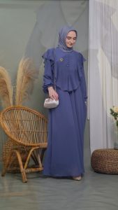 Dzellia -Gamis model terbaru 2025/Gamis terbaru 2025/baju gamis (Syaquena) Gamis in Blue
