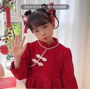 Set 2 Kẹp Tóc Đỏ Đính Nơ Cho Bé Gái phong cách Trung hoa Qiqishop