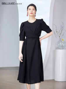 Elegant Chinese Style Commuter Dress Womens Powder Blue Fashionable Summer New Arrival Little Black Dress A-Line Skirt