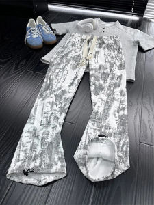 Quần Thể Thao Nam American Retro Tie Dye Mỏng Mùa Hè Quần Dài Ống Đứng Rộng Rãi Thoáng Khí Thoải Mái Thời Trang Mùa Hè