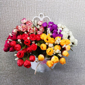 Sampai7an PBP118 / Tanaman Hias Mawar Tangkai Kuncup Mini Plastik Hiasan Dekorasi Vas Meja Ruang Tamu Ornamen Buatan Cantik / COD