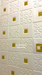 WALLPAPER FOAM 3D TIMBUL BATIK (COD) Wallpaper Dinding 3D Motif Batik Batu Bata 70x70cm Wallpaper Dinding Aesthetic / Wallpaper Tembok Kamar Anak / Stiker Tembok Dinding 3D Tebal / Wallstiker / Wallfoam Motif Batik putih gold / Sticker Wallpaper 3D Batik