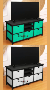 Rak Lemari Rotan Sintetis 6 Laci Buffet Bufet Meja TV 43 inci Ruang Tamu Estetik Minimalis Terbaru