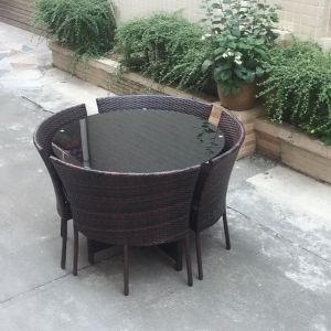 👍Outdoor Table Set (Free🚚🛠️)Dining Table Set Round Table (1+4) Black