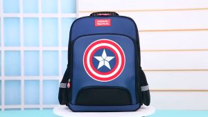 Kids Trolley School Bag Cartoon Captain America Lunch Bag Waterproof 1-6th Grade Boys Trolley Bag