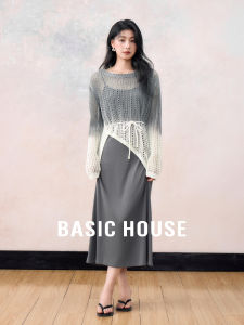 Basic House Autumn Winter Set Gradient Hollow Knitted Sweater Strap Dress Two Piece Set 2025 New Style Long Sleeve Fashion Set