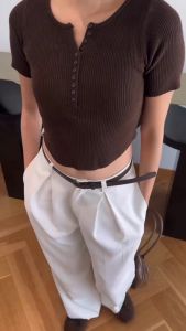 BXB - CUTE CROP TOP เสื้อครอปทอปไหมพรม