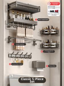 youqin | Wall Mounted Hole-free Bathroom Storage Shelf Space Aluminum