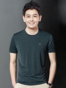 ROMON | Lormen Mens Ice Silk Short Sleeve T-Shirt Summer Thin Round Neck Quick Dry Fashionable Urban Style Base Shirt For Middle-Aged