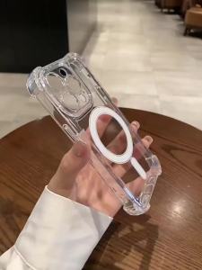 Luxury Wireless Charge Magsafe Transparent Case For iPhone 16 15 14 Plus 13 12 11 Pro Max Magnetic Shockproof Soft Bumper Cover