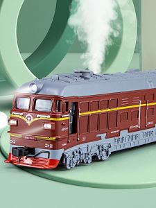 โมเดลรถไฟหนังสีเขียวโลหะผสมสำหรับเด็กสเปรย์ได้ของเล่นรถไฟความเร็วสูงหมายเลขยุคฟื้นฟูศิลปวิทยารถไฟไอน้ำจำลองสำหรับเด็กชาย