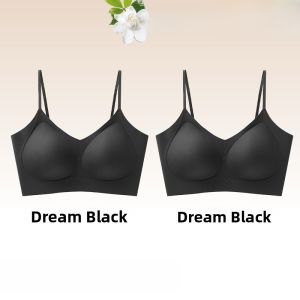 MiiOW |  Invisible Foundation Liquid Bra Womens Seamless Strap Anti-Sagging Thin Gathered Underwear For Young Females Summer V-Neck Cool Feeling Nylon Fabric
