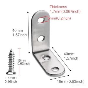 Khớp Nối Góc Thép Không Gỉ Siêu Bền 40x40mm Góc Vuông 90 Độ Kèm Vít Dùng Cho Đồ Gỗ - 4 Đến 25 Cái