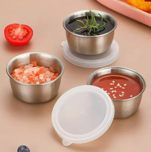 ชามเครื่องปรุงอาหาร6ชิ้นพร้อมฝาอาหารกล่องถนอมอาหารเครื่องล้างจาน-ชามใส่เครื่องปรุงปลอดภัยสำหรับเครื่องครัวสแตนเลสชุดแก้วพลาสติกใช้แล้วทิ้งชั้นวางของในครัว